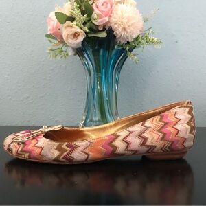 Missoni Pink Metallic Chevron Ballet Flats ~ 37 IT / 7 US